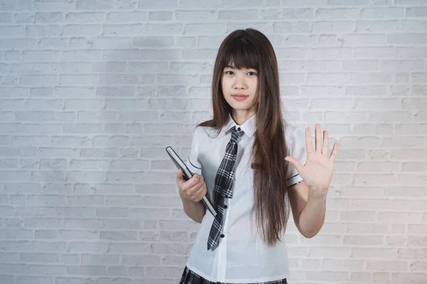 Ασιατικό κορίτσι φοιτητής στη σχολική στολή Ιαπωνία σέξι — Φωτογραφία Αρχείου