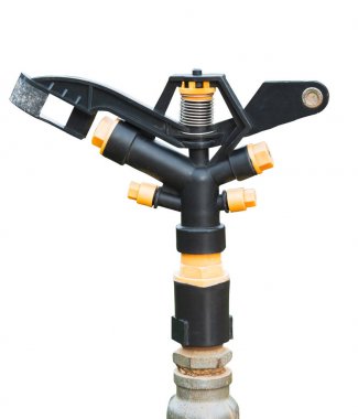 Plastik yağmurlama kutup izole beyaz arka plan üzerinde