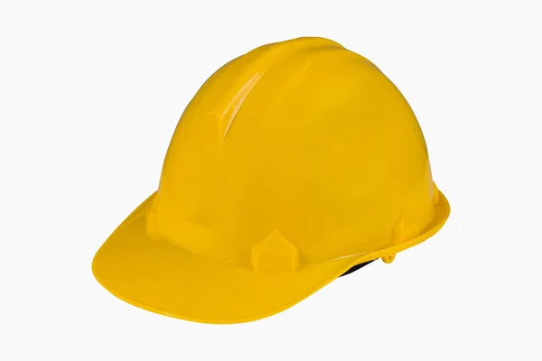 Capacete de segurança amarelo no fundo branco isolado — Fotografia de Stock