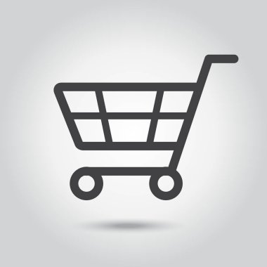Alışveriş sepeti düz simgesi, illüstrasyon kavramı