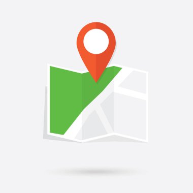 Konumu harita düz tasarım vektör simgesi