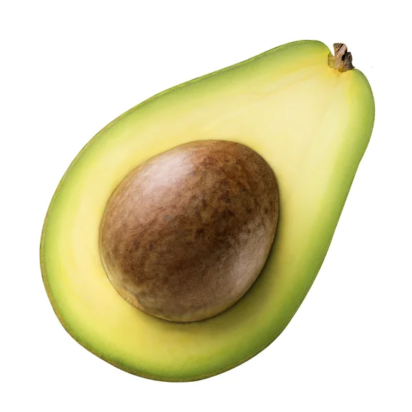 Groene avocado geïsoleerd op een witte achtergrond met uitknippad — Stockfoto