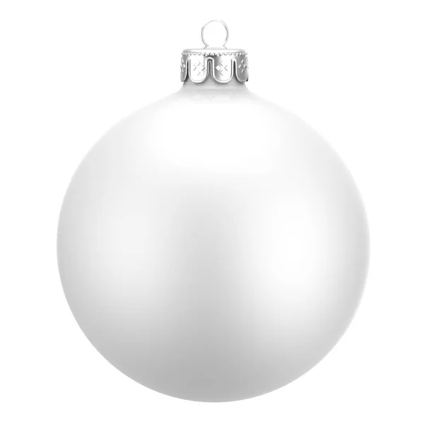 Boule de Noël en argent isolée sur fond blanc — Photo