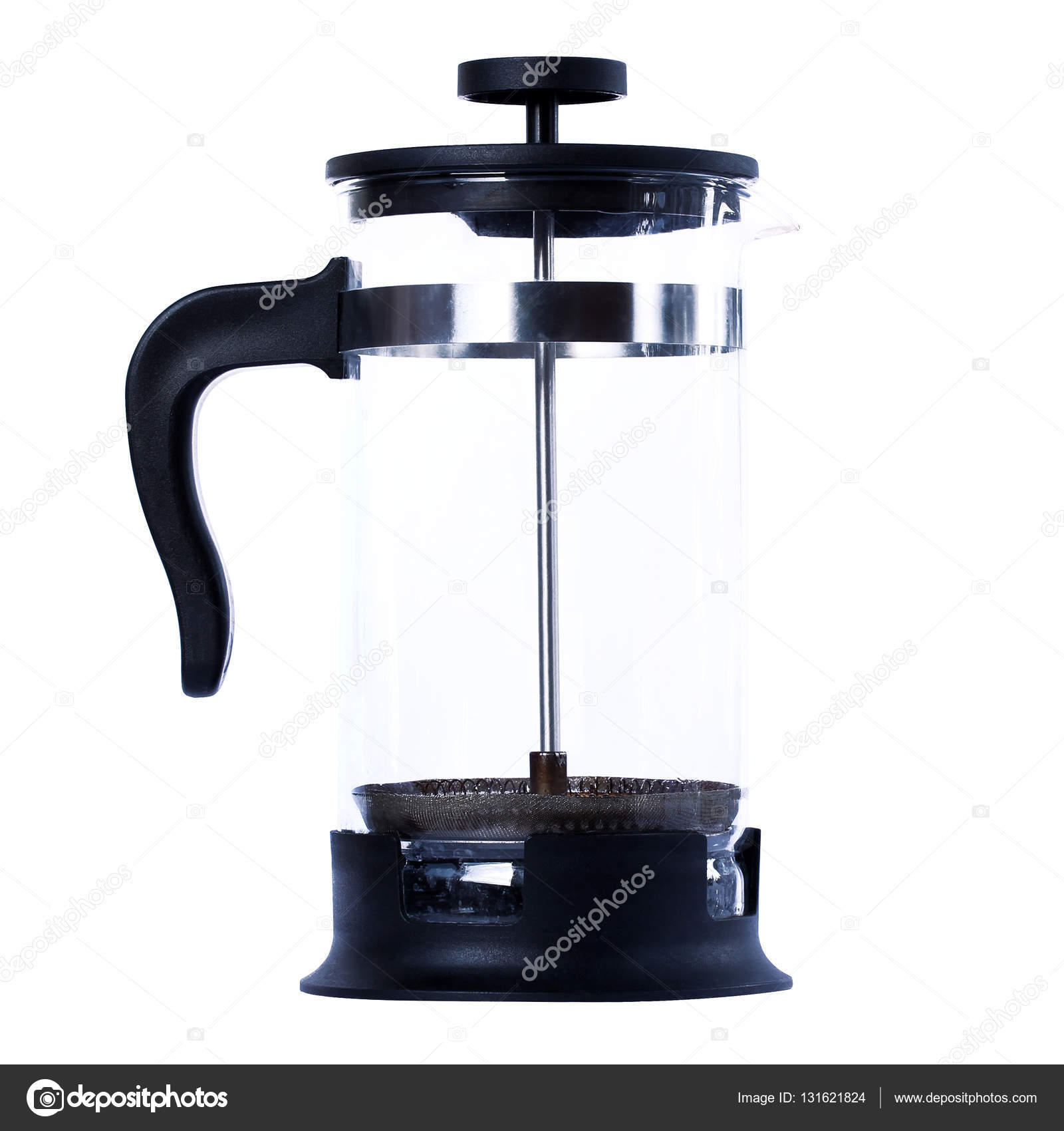 French Press Coffee Or Tea Maker Isolated On White Background