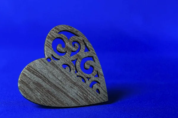 Heart Made Wood Blue Background — Stock Photo, Image