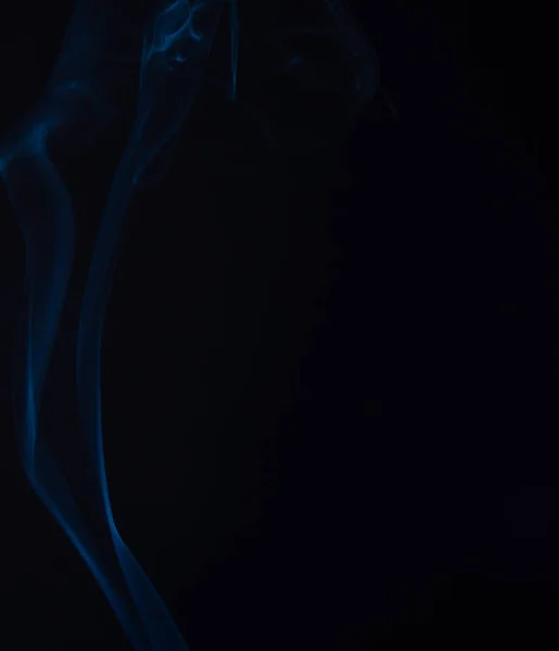 Thin Stream Blue Smoke Black Background — Stock Photo, Image