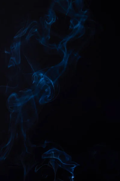 Blue Smoke Texture Black Background — Stock Photo, Image