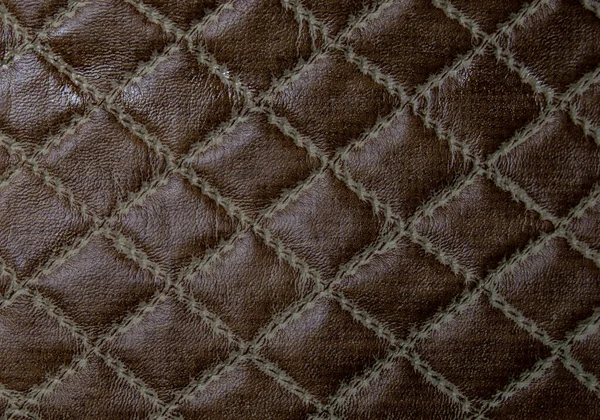 Bruin Kunstleer Faux Lederen Textuur Met Een Diamant Patroon — Stockfoto