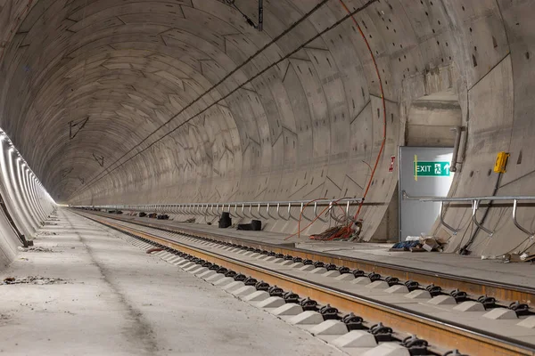 Dentro Del Túnel Ferroviario Túnel Eypovice Construcción Del Corredor Ferroviario — Foto de Stock