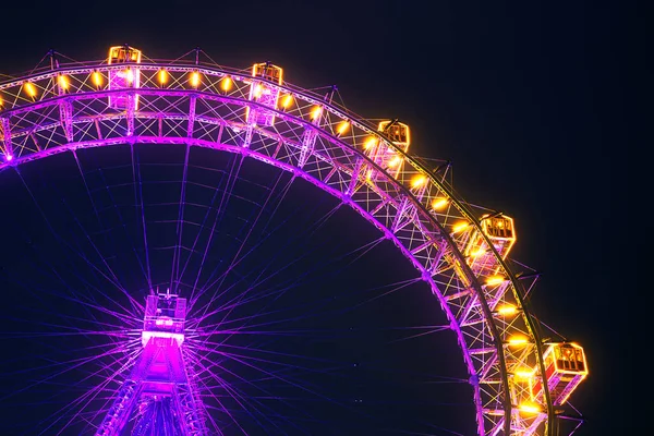 Lighting Ferris Wheel Night Vienna Prater Wiener Riesenrad Austria — Stock Photo, Image