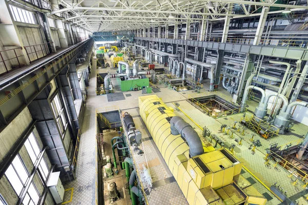 Steenkoolcentrale Industrieel Interieur Met Turbines Productie Van Elektrische Energie — Stockfoto