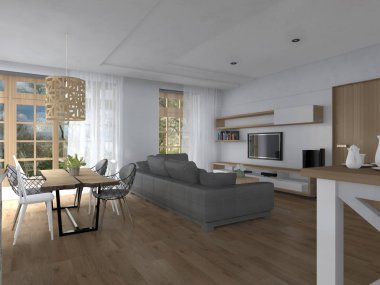 Oturma odasının modern tasarımı