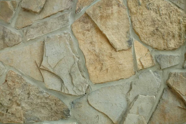 Ανάμεικτος Πέτρινος Τοίχος Παχύς Αμμώδης Αρμόστοκος — Φωτογραφία Αρχείου