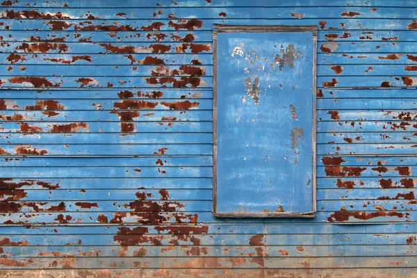 Blue Rusty Barn Farm Building Wall Boarded Window — Stock Photo, Image