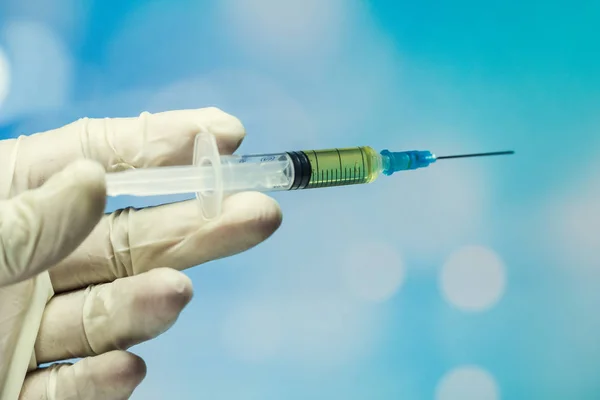Disposable Syringe Vaccine Hand — Stock Photo, Image