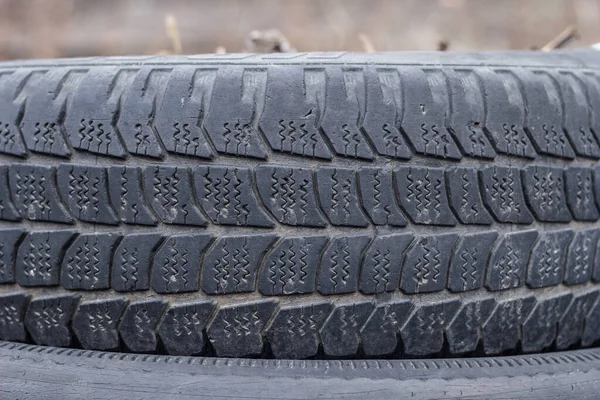 Neumáticos Viejos Usados Primer Plano Banda Rodadura —  Fotos de Stock