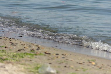 Güzel deniz kıyısı, dalgalar, kum, zemin