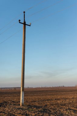 Gökyüzünün arka planına karşı elektrik hattı