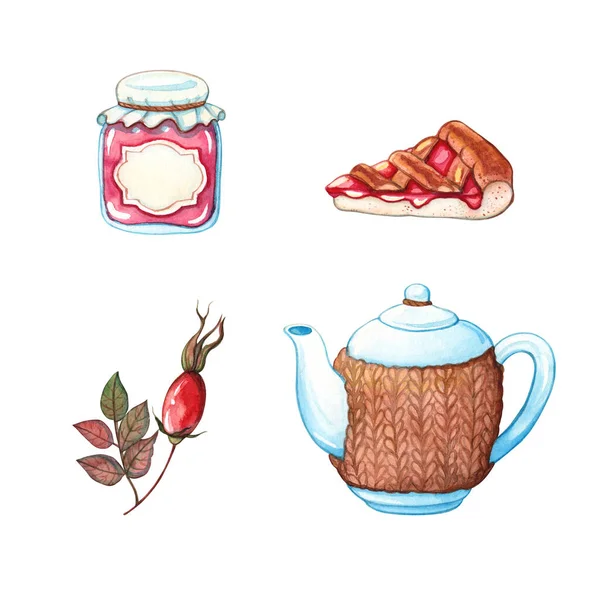 Clip Art Aquarelle Illustration Automne Ensemble Lettre Mains Avec Tasse — Photo