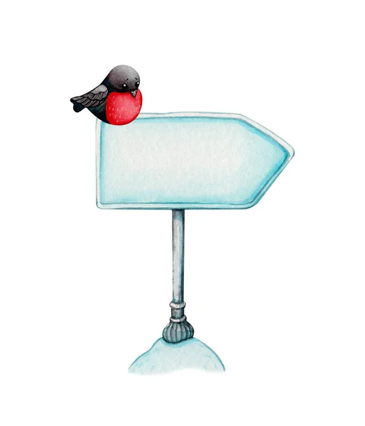 Ručně Kreslené Akvarel Ilustrační Kliparty Roztomilé Bullfinch Pták Sedí Vrcholu — Stock fotografie