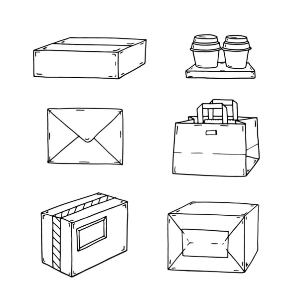 Beyaz Arka Planda Izole Edilmiş Paket Kutular Mektuplar Paket Servis — Stok fotoğraf