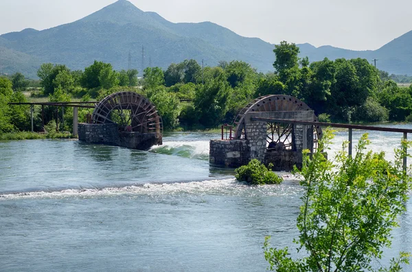 Water wheels in irrigation system near Trebinje. Bosnia and Herz