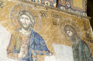 İsa Mesih ve 12. yüzyılda John Baptist eski Mozaik, 