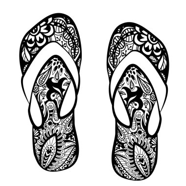 Stilize fantezi desenli iki Flip flop