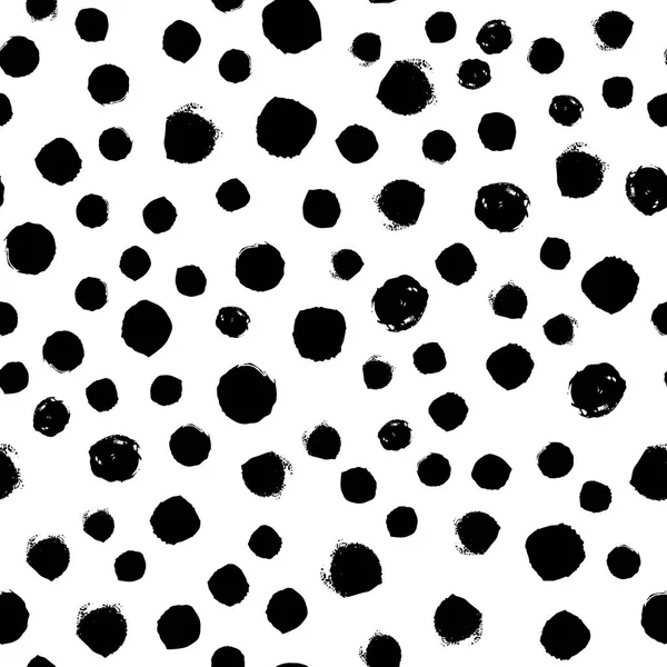 Zufällige nahtlose Muster mit handgezeichneten schwarzen Punkten — Stockvektor