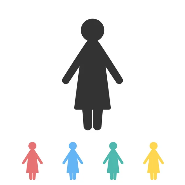 Het pictogram van de vrouw in verschillende kleuren. Vector afbeelding — Stockvector