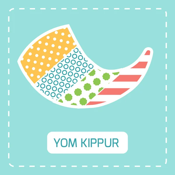 Cuerno de shofar de tela Yom kippur — Vector de stock