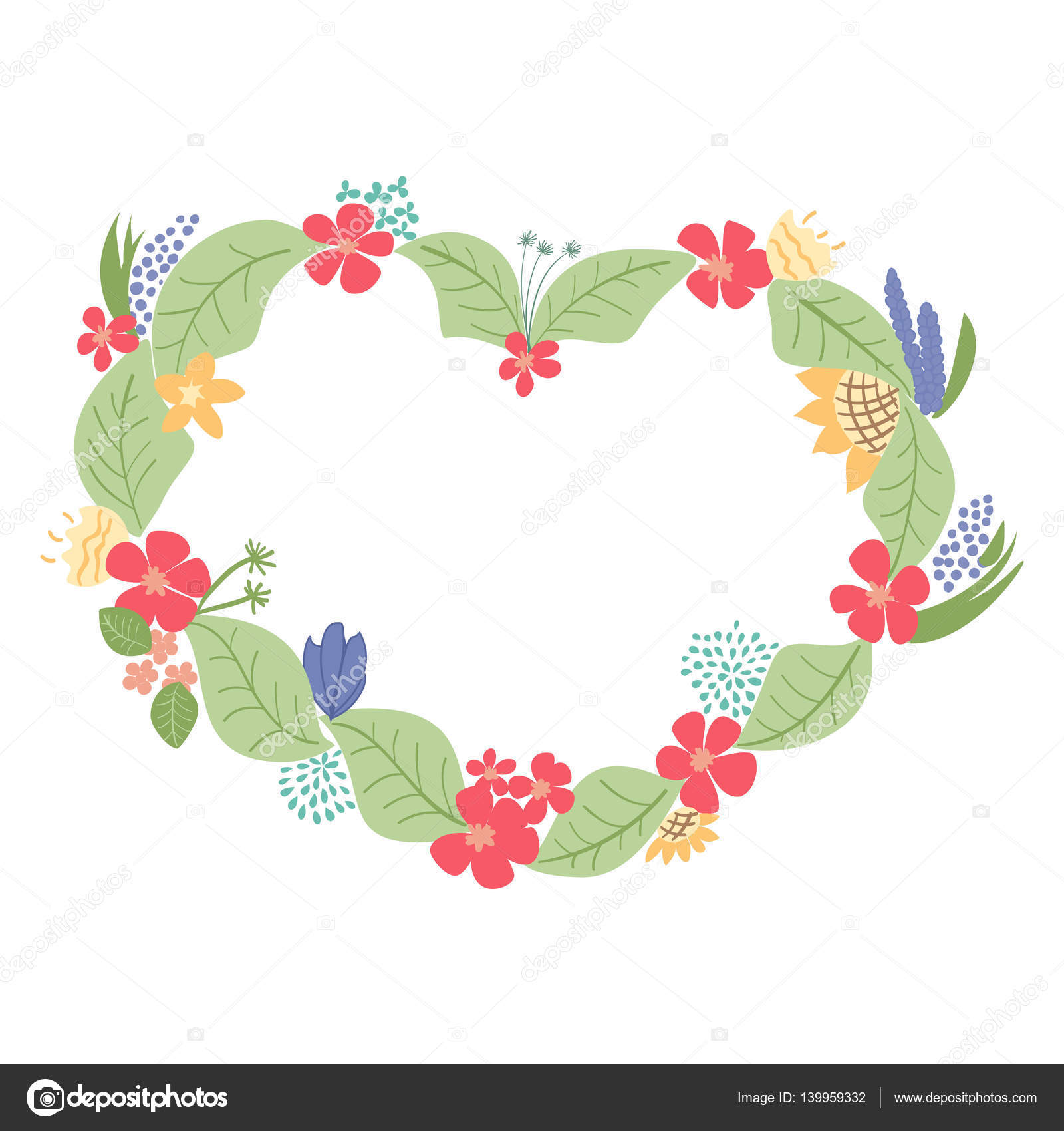 Cadre De Fleur En Forme De Coeur Image Vectorielle