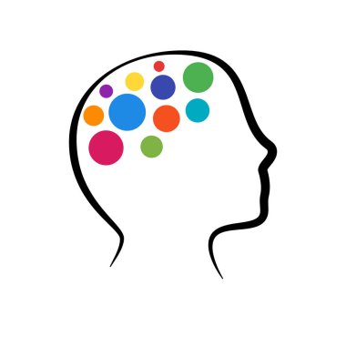 Renkli beyin ile stilize siluet