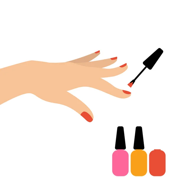 Making manicure on female hand — Stock Vector