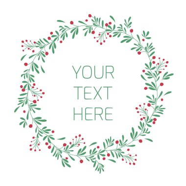 Yeşil yaprakları ve meyveleri ile çerçeve çiçek