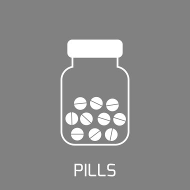 Beyaz tabletler ile stilize şişe