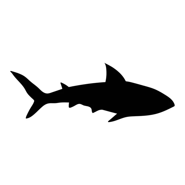 Beyaz üzerine siyah köpekbalığı siluet — Stok Vektör