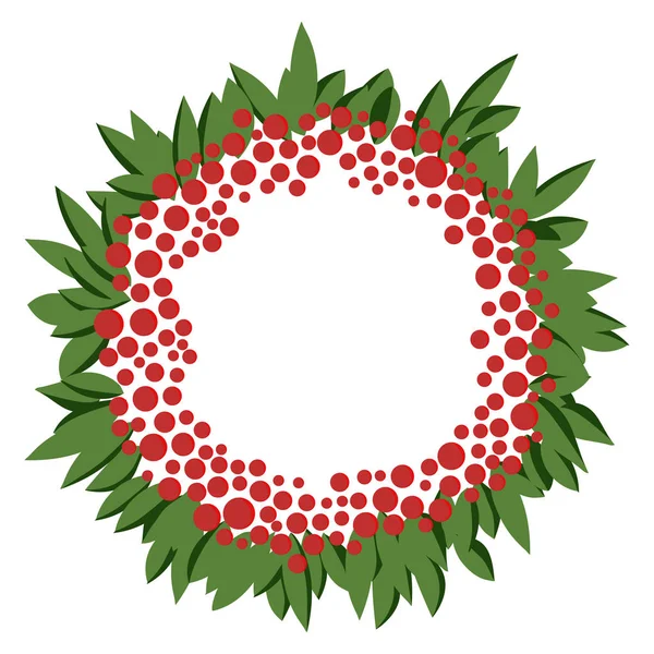 Hand drawn wreath with berries and leaves — Stock Vector