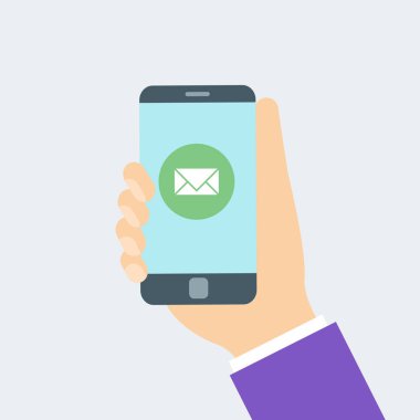 El ile posta zarf ile akıllı telefon