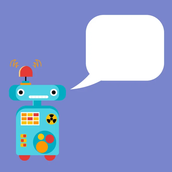 Lindo robot de dibujos animados con burbuja de habla — Vector de stock