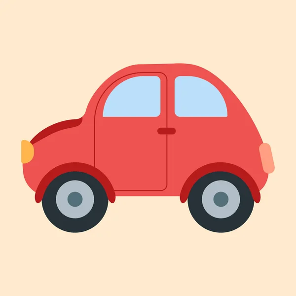Λίγο χαριτωμένο κόκκινο αυτοκίνητο επίπεδη στυλ εικονίδιο — Διανυσματικό Αρχείο