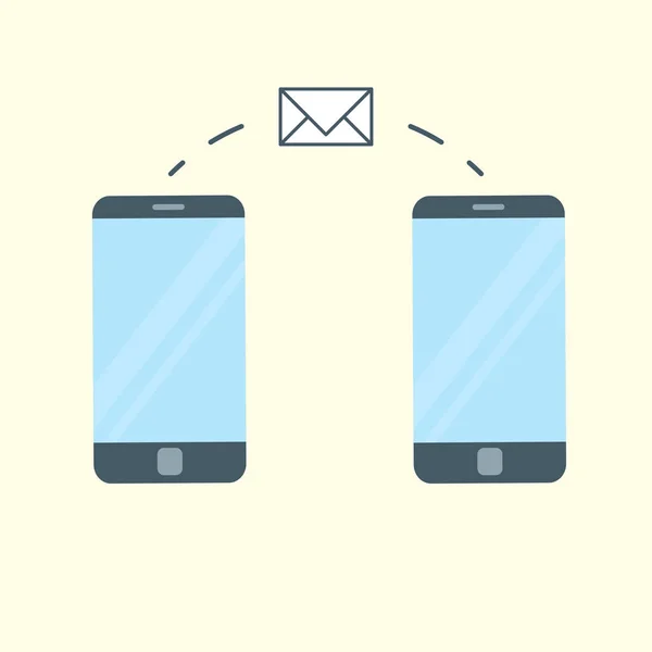 Два телефони і повідомлення, що надсилаються між ними — стоковий вектор