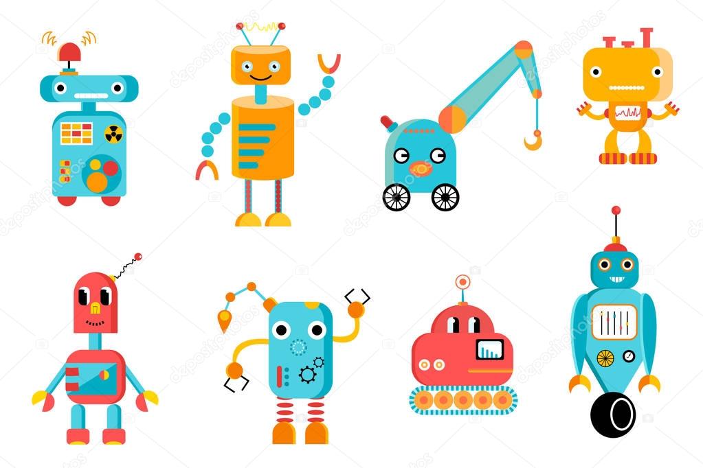 Big colorful robots set