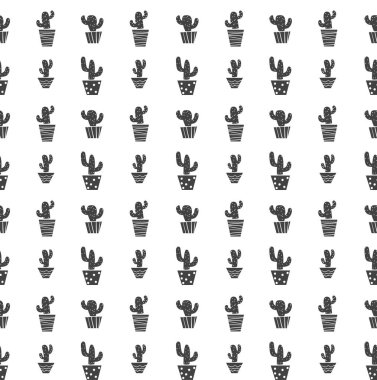 Siyah ve beyaz sorunsuz kaktüs desen