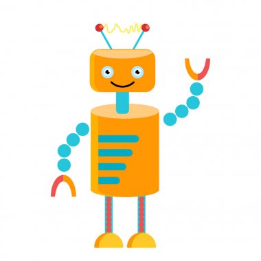 Sevimli bir gülümseme ile turuncu robot