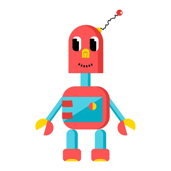 Lindo robot rojo en estilo de dibujos animados — Vector de stock
