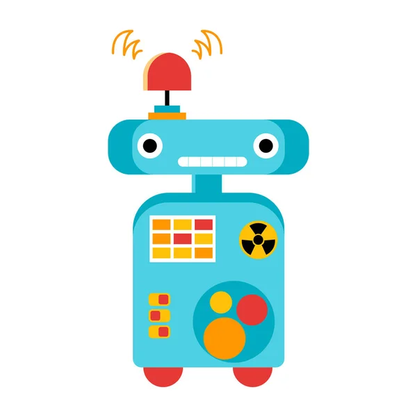 Robot drôle avec boutons et ampoules — Image vectorielle