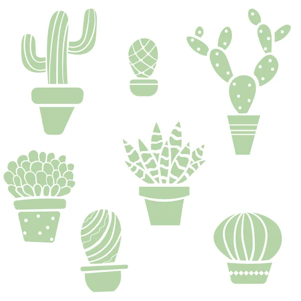 Ensemble de cactus vectoriels dessinés à la main — Image vectorielle