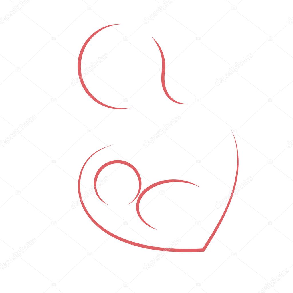 Breastfeeding logo as a heart shape and  woman
