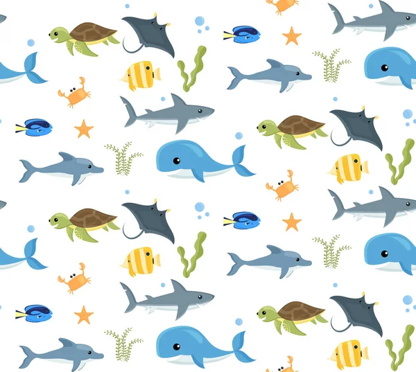 Seamless pattern with ocean creatures — Stock Vector